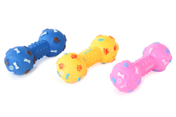 Juguete para perro squeaky chew rubber dumbbell bone
