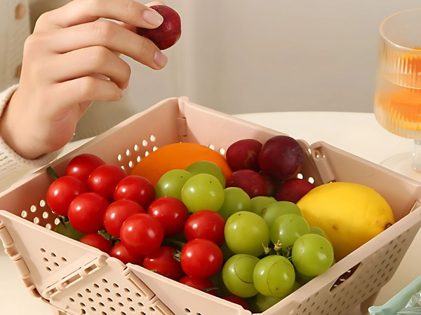 Augļu un dārzeņu grozs, saliekamais siets, plastmasas grozs