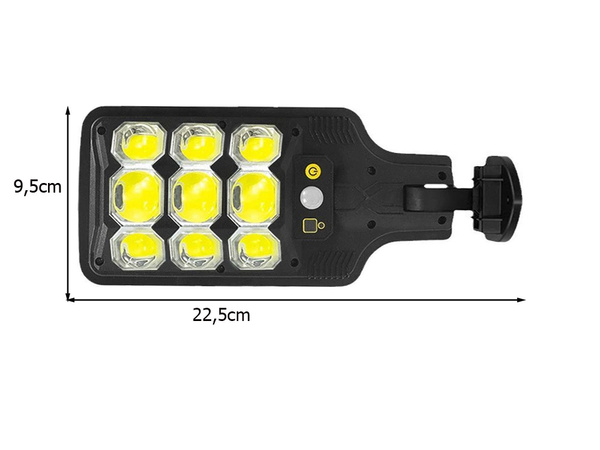 Cob väljas päikesepaneeliga tänavalamp liikumis- ja hämarusanduriga + kaugjuhtimispult