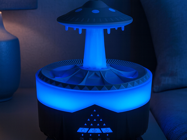 Humidificador difusor de aromas lámpara led con forma de ovni con mando a distancia