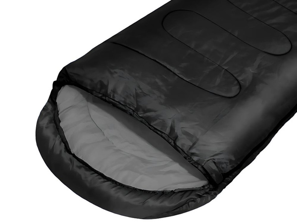 TOURIST MUMMY SLEEPING BAG WITH COVER LEKK WARM CAMPING BIVOUAC BLACK
