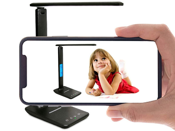 Led asztali lámpa iskola usb óra qi töltő