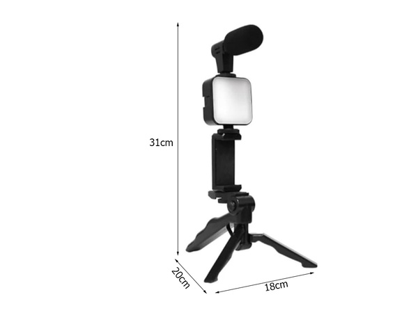 Vlogging kit trípode micrófono soporte para teléfono grabación de vídeo