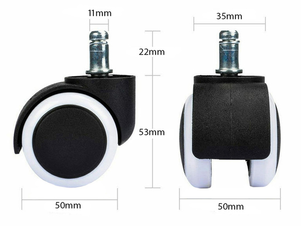 Roulettes de chaise pivotante en caoutchouc 5pcs