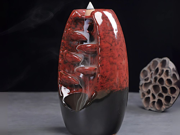 Chimenea de cerámica perfumada cascada incienso aromaterapia + 10 mechas