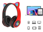 Belaidės ausinės "bluetooth" radijo fm mp3 katės ausys led apšvietimas