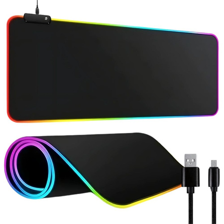Gaming pad iluminado rgb xxl 90x40 bajo ratón teclado usb