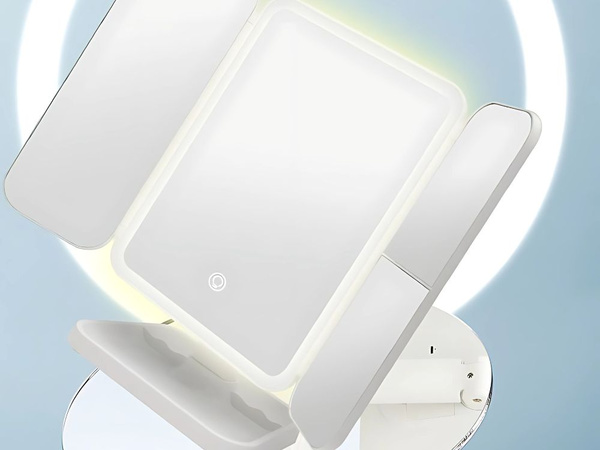 Miroir de maquillage led miroir de maquillage pliant lumineux usb 3 couleurs