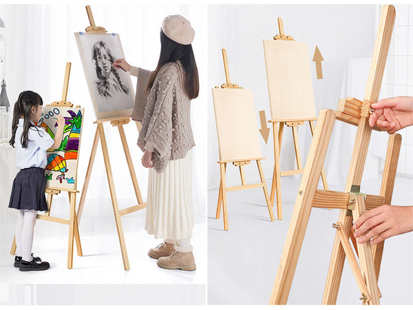 Didelis medinis lauko tapybos molbertas vaikams ir suaugusiesiems