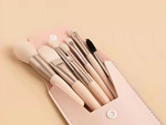 SET DE 8 PINCEAUX PROFESSIONNELS POUR LE MAQUILLAGE DES YEUX ET DES SOURCILS AVEC ÉTUI COSMÉTIQUE