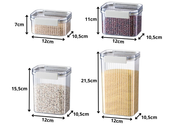 Konyhai élelmiszer-tároló edények tésztához, fedeles tárolóedény, 7 darabos szett