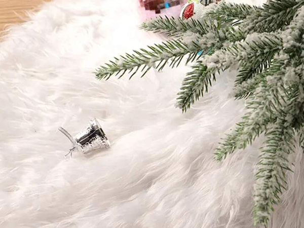 Tapis de sapin de noël blanc en fourrure 90 cm rond