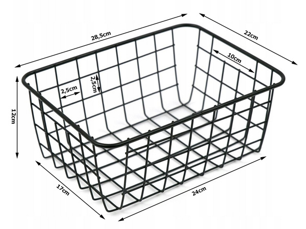 LOFT METALLIST TRAAT ORGANISEERIMISKORV KÖÖGI PUUVILJAKORVI MUST SUUR