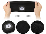 GORRO OTOÑO INVIERNO CON LINTERNA LED NEGRO USB 3 MODOS DE LUZ