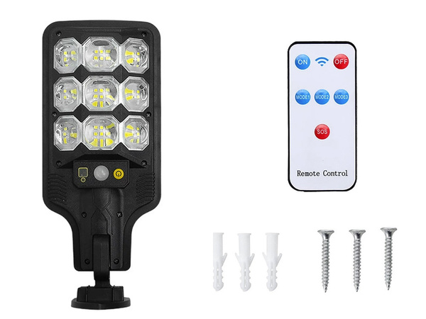 Lampa solarna zewnętrzna led uliczna z czujnikiem ruchu i zmierzchu + pilot