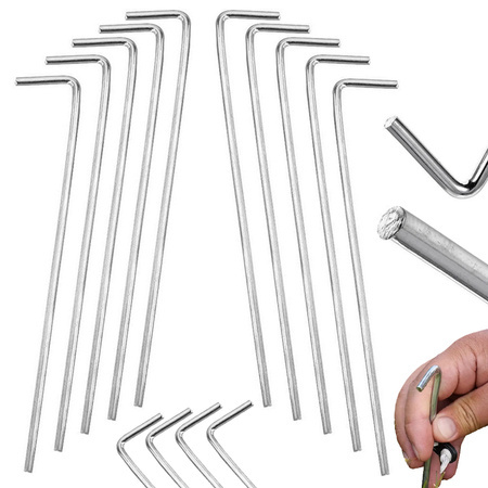 Tent pillars anchor pigs steel 24cm 10tk hook & loop pins
