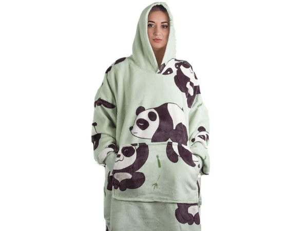 Cald panda hanorac oversize pătură xxl 2in1 blană groasă moale cu glugă