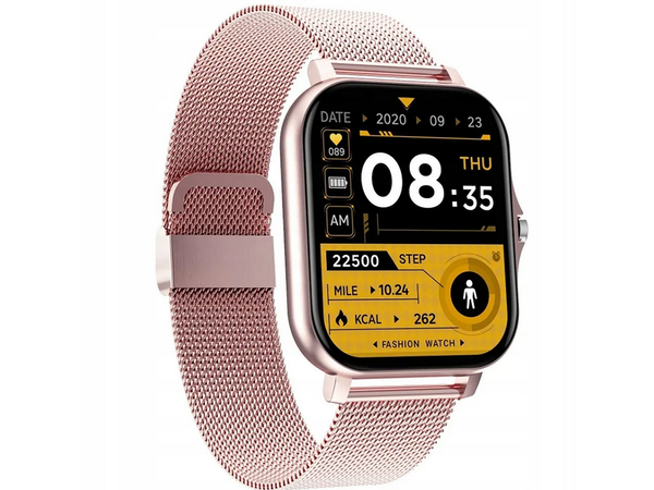 Reloj inteligente para mujer y hombre con correa de goma, deportivo, Bluetooth, llamadas, rosa