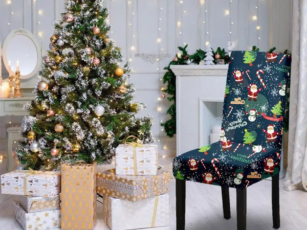 Housse de chaise de noël élastique universel décoratif michael