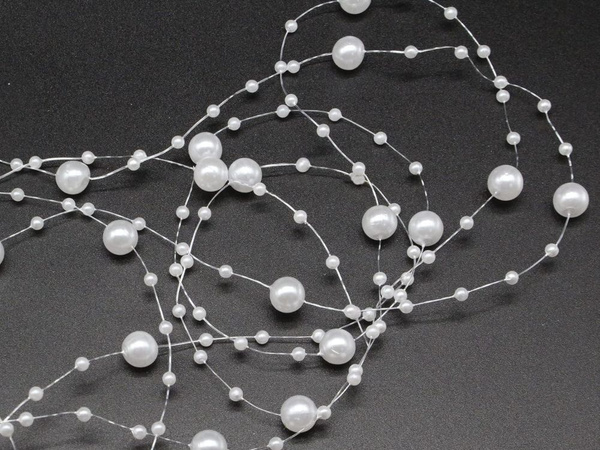 Girlanda perłowa biała perełki łańcuch na choinkę koraliki szpula 8mm 5m