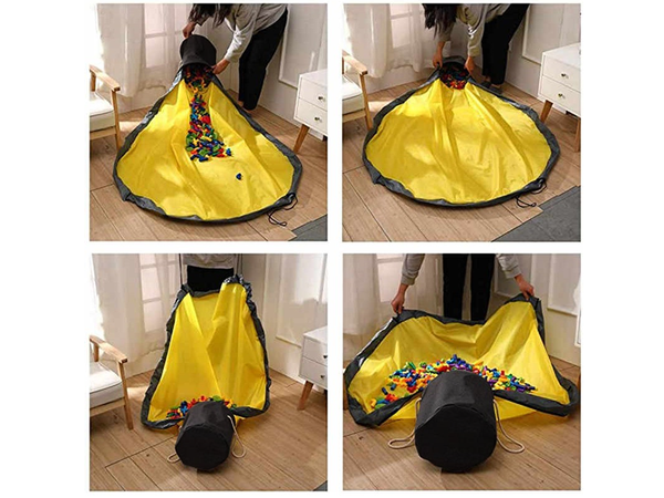 Bac à jouets blocs avec tapis sac organisateur bac à jouets avec couvercle poignées