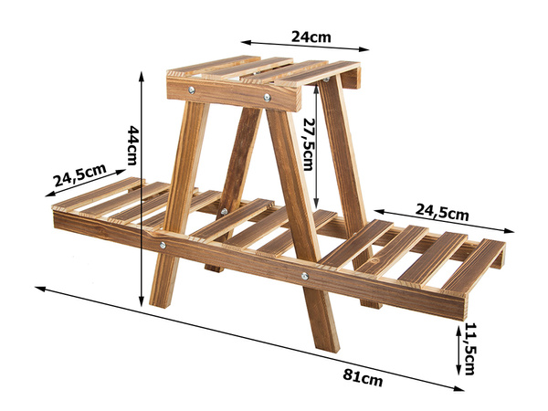 Flowerbed stand wooden flower pot two-storey shelf