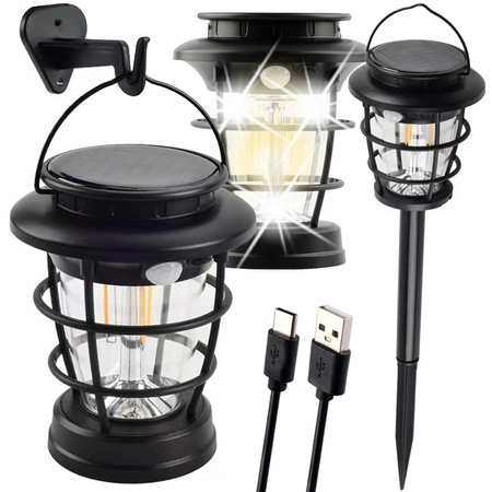 Linterna solar de camping linterna de jardín led usb sensor de movimiento crepuscular