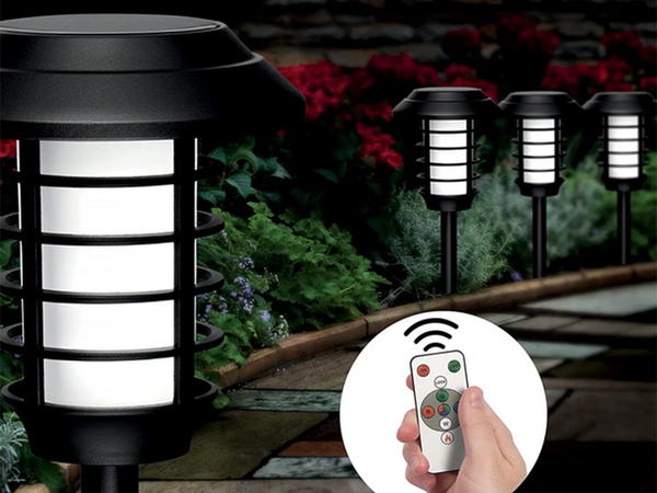 Záhradná lampa solárna baterka lampáš rgb diaľkové ovládanie