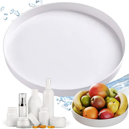 Organisateur de plateau pivotant plateau universel 25cm cuisine salle de bain épices blanc