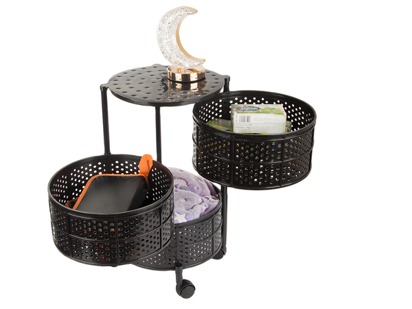 Konyhai polc szekrény kerekeken mobil kocsi asztal 3 szintes kosár