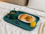 Plastic kitchen tray for serving breakfast, drinks, cakes and desserts