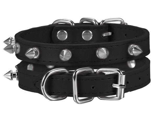 Tachonado collar de perro de cuero ecológico ajustable l
