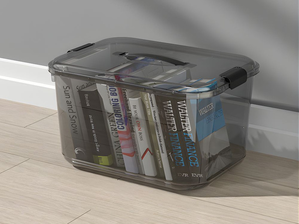 Boîte de rangement avec couvercle poignée fermeture grande capacité 20 l