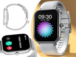 Inteligentné hodinky pre ženy a mužov s gumovým remienkom, športové, Bluetooth, volania, sivé