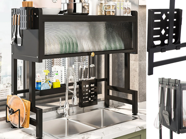 Trockner für geschirr, teller und besteck grosser abtropfbecher schrank organizer 65 cm