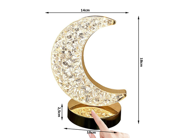 Lampe de table lune cristal led rgb usb
