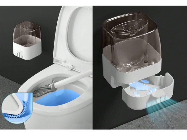 Brosse de toilette en silicone pour la salle de bain avec distributeur de liquide