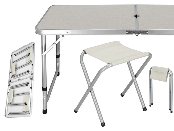 Folding camping table tourist table set with 4 chairs garden table