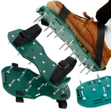 Garden aerator shoe covers large spikes for lawn aeration