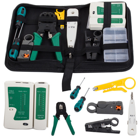 Hálózati teszter készlet lsa crimper rj45 tokban