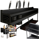 Nástenná polička kovový organizér do kuchyne na zavesenie náčinia a korení