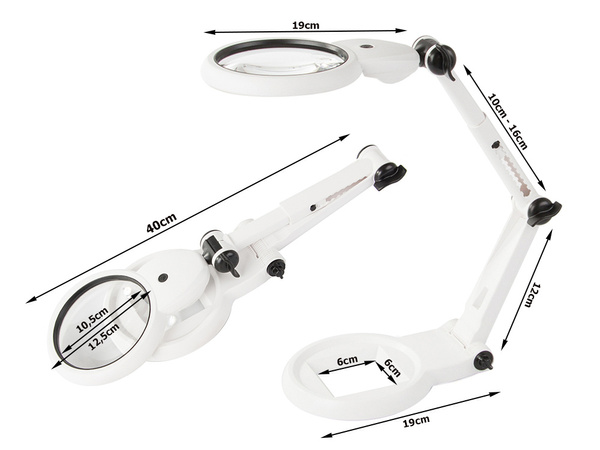 Lupa de escritorio joyero grande 12x 8x 18 led usb