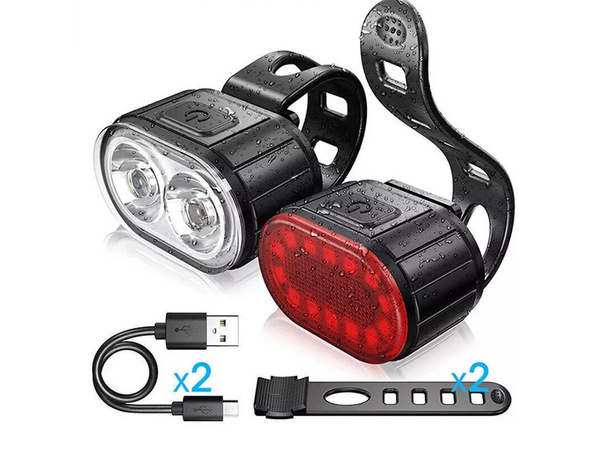 Přední zadní světlo pro řídítka jízdního kola silné usb světlé
