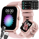 Smartwatch zegarek damski męski gumowy pasek sport bluetooth rozmowy różowy