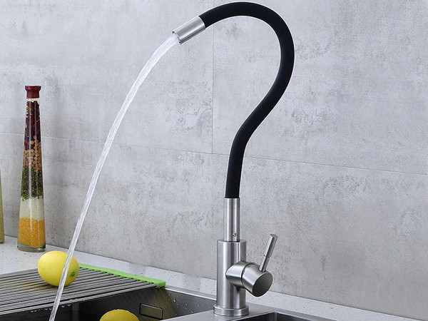 Flexible kitchen mixer tap with swivel spout 360 flexible
