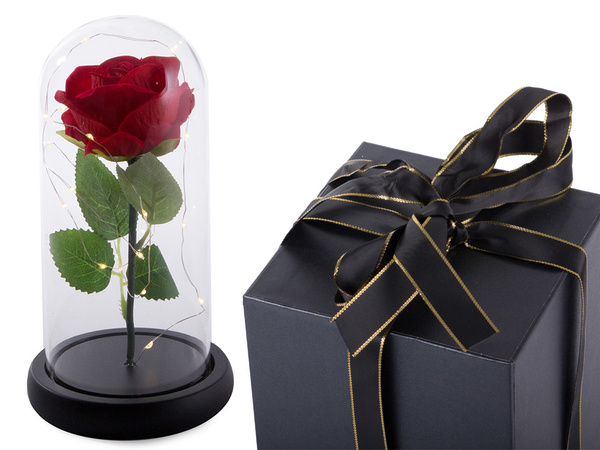 Rosa eterna en caja luminosa de cristal led de regalo