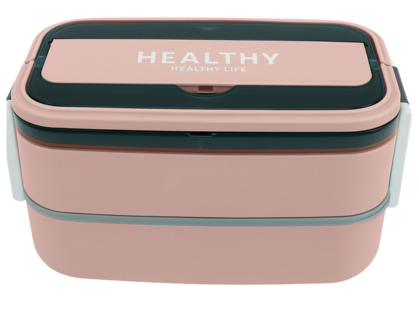 Śniadaniówka z przegródkami piętrowy pojemnik xxl sztućce lunchbox 1400ml