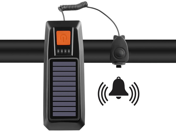 Lampe avant led pour vélo avec klaxon signal solaire guidon