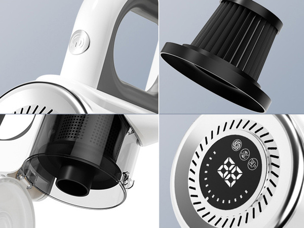 Kabelloser staubsauger ohne beutel, handstaubsauger, 2 in 1, 100 w, 4 düsen, hepa