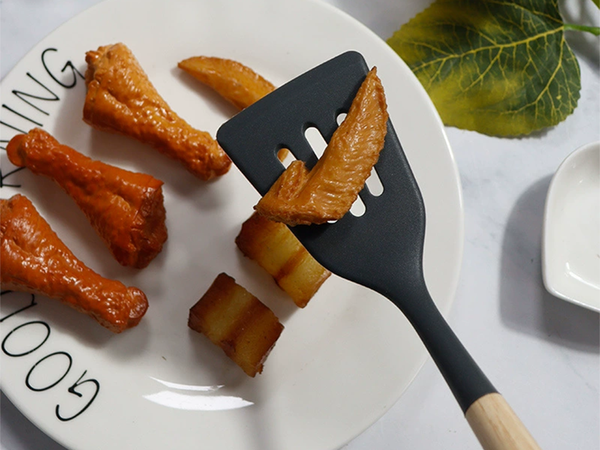 Set de utensile de bucătărie din silicon accesorii din lemn linguri 12 piese